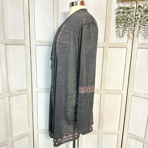 Haute Project Los Angeles Gray Pink Boho Waterfall Cardigan Sweater Tribal Large - Picture 5 of 8